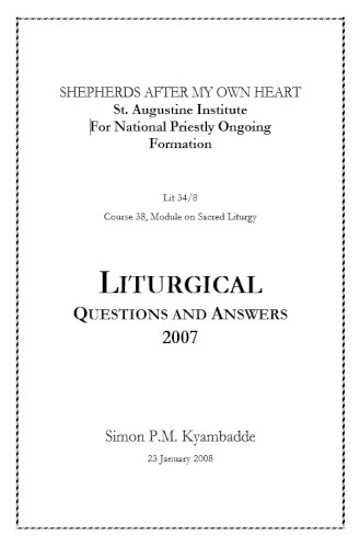 Cover of Liturgical Questions and Answers